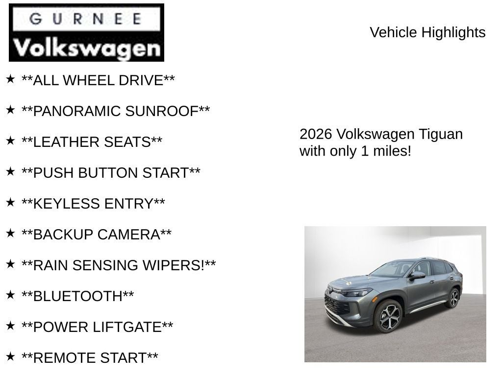 2026 Volkswagen Tiguan 2.0T SE