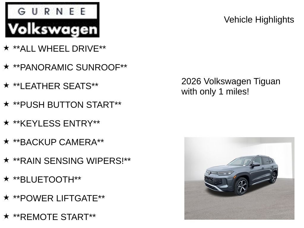 2026 Volkswagen Tiguan 2.0T SE