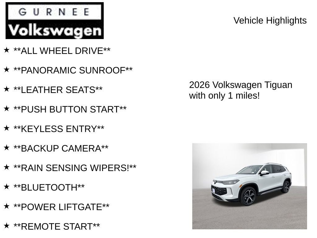 2026 Volkswagen Tiguan 2.0T SE