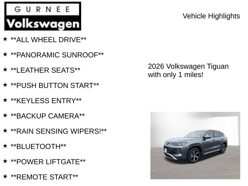 2026 Volkswagen Tiguan 2.0T SE