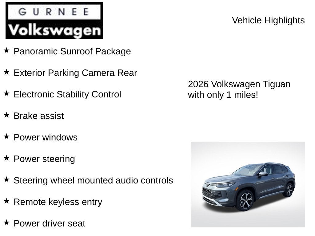 2026 Volkswagen Tiguan 2.0T SE