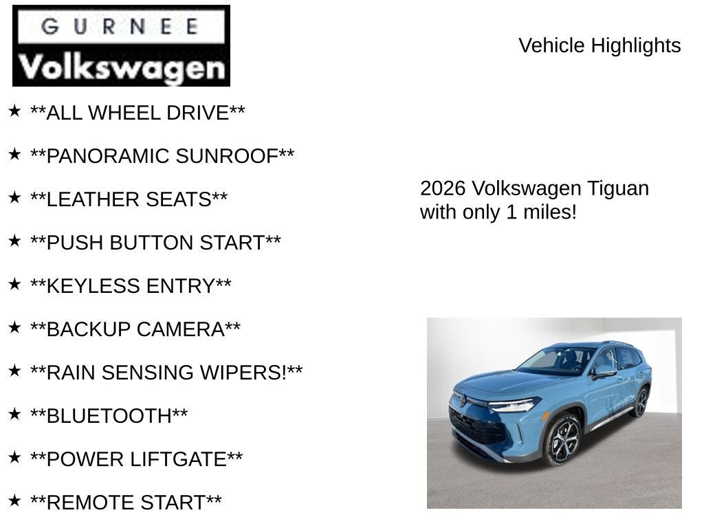 2026 Volkswagen Tiguan 2.0T SE