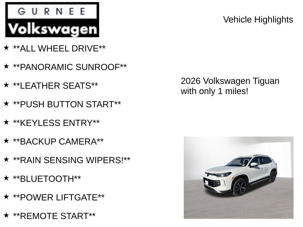 2026 Volkswagen Tiguan 2.0T SE