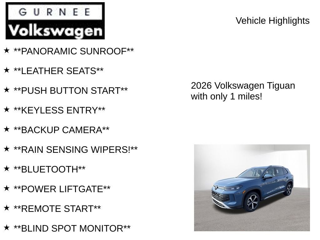 2026 Volkswagen Tiguan 2.0T SE