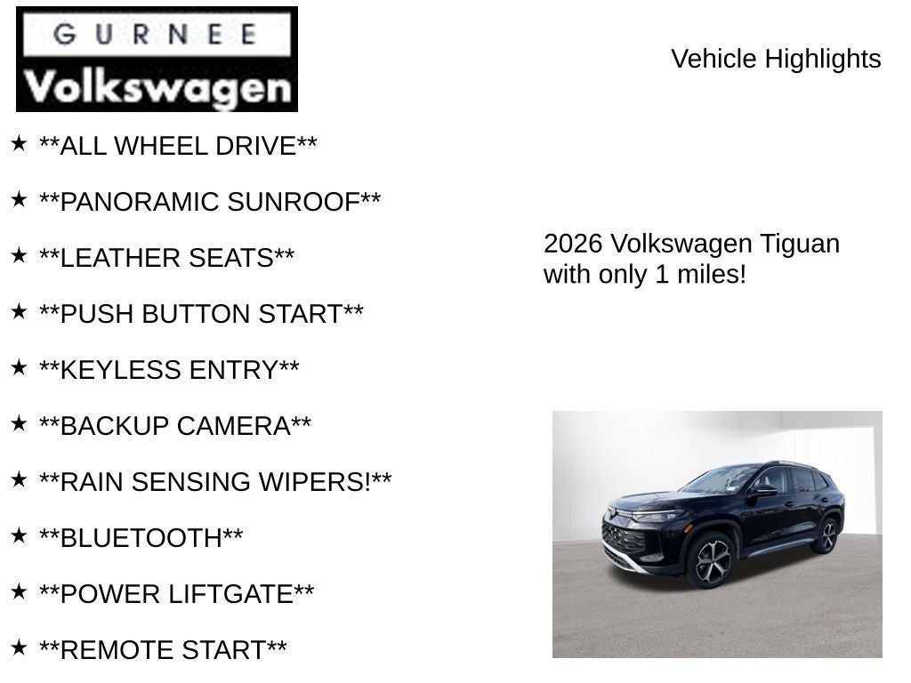 2026 Volkswagen Tiguan 2.0T SE