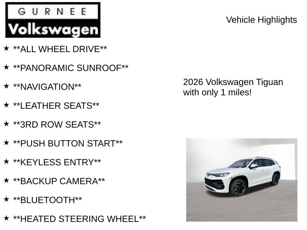 2026 Volkswagen Tiguan 2.0T SEL R-Line