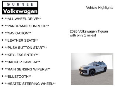 2026 Volkswagen Tiguan 2.0T SEL R-Line Turbo