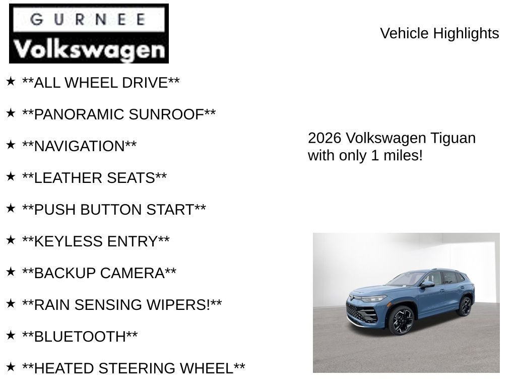 2026 Volkswagen Tiguan 2.0T SEL R-Line