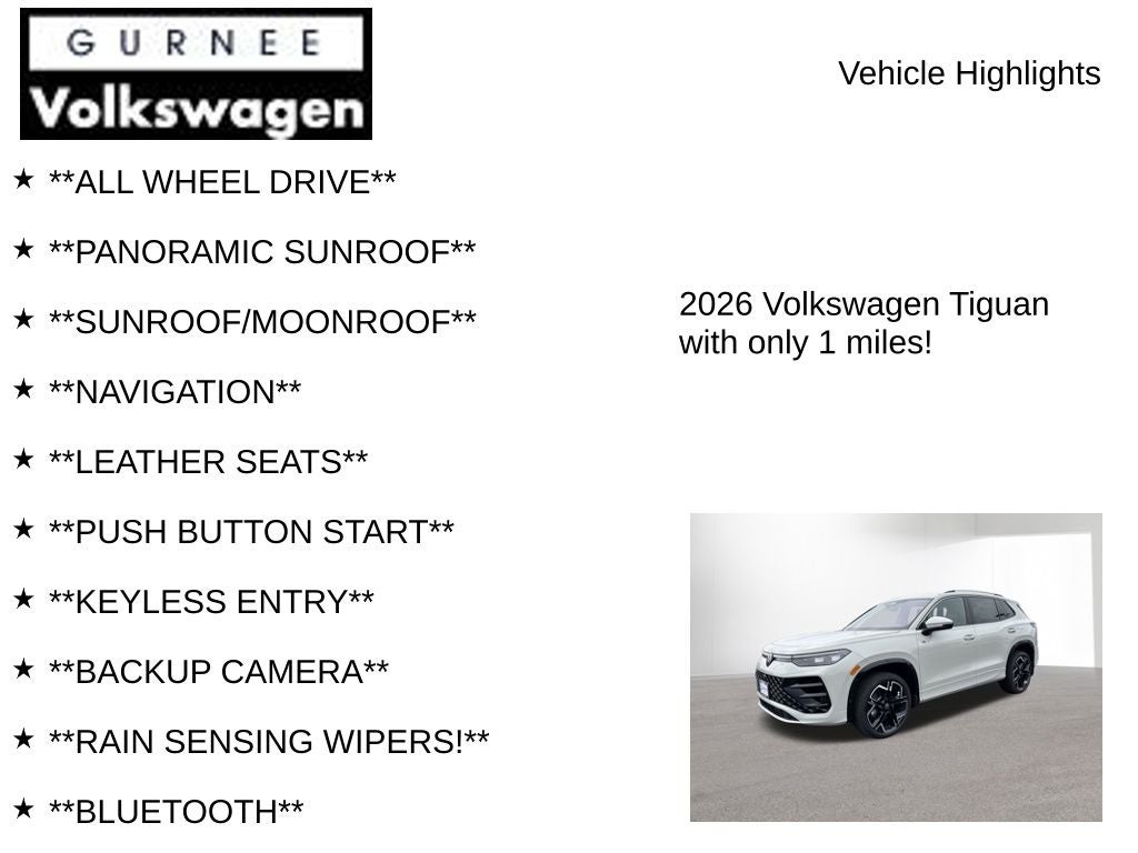 2026 Volkswagen Tiguan 2.0T SEL R-Line Turbo