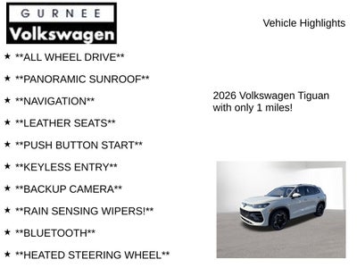 2026 Volkswagen Tiguan 2.0T SEL R-Line Turbo