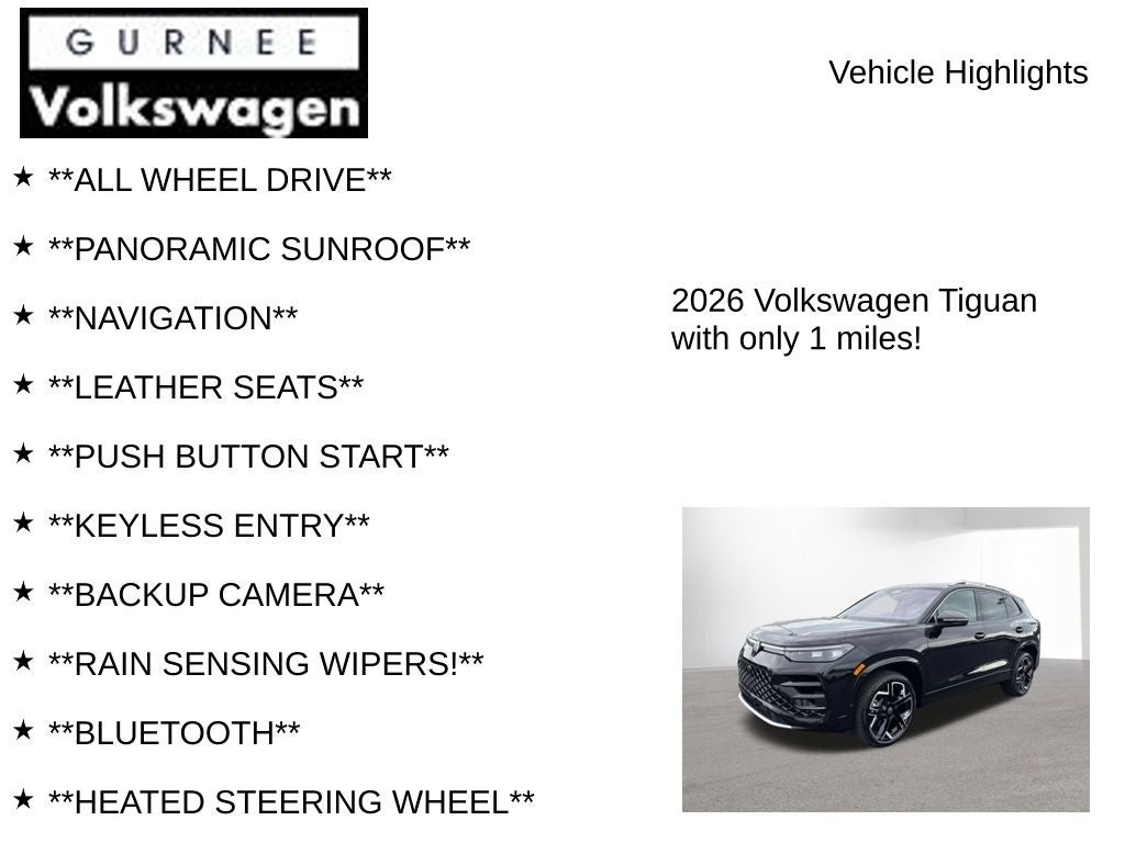 2026 Volkswagen Tiguan 2.0T SEL R-Line