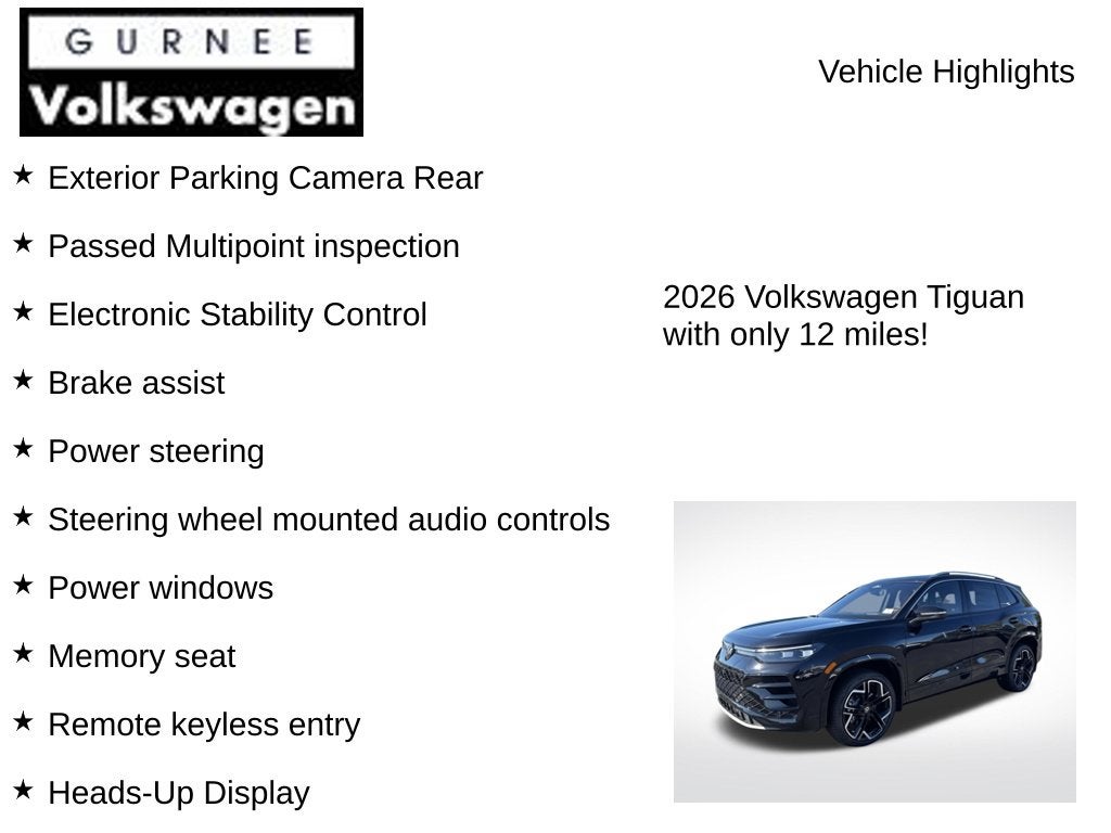 2026 Volkswagen Tiguan 2.0T SEL R-Line Turbo