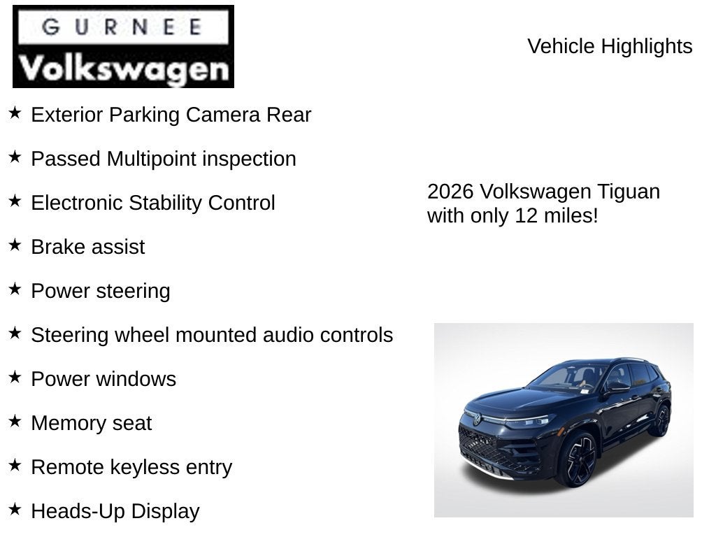 2026 Volkswagen Tiguan 2.0T SEL R-Line Turbo