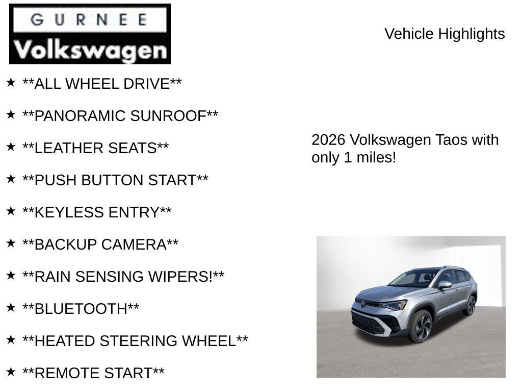 2026 Volkswagen Taos 1.5T SE