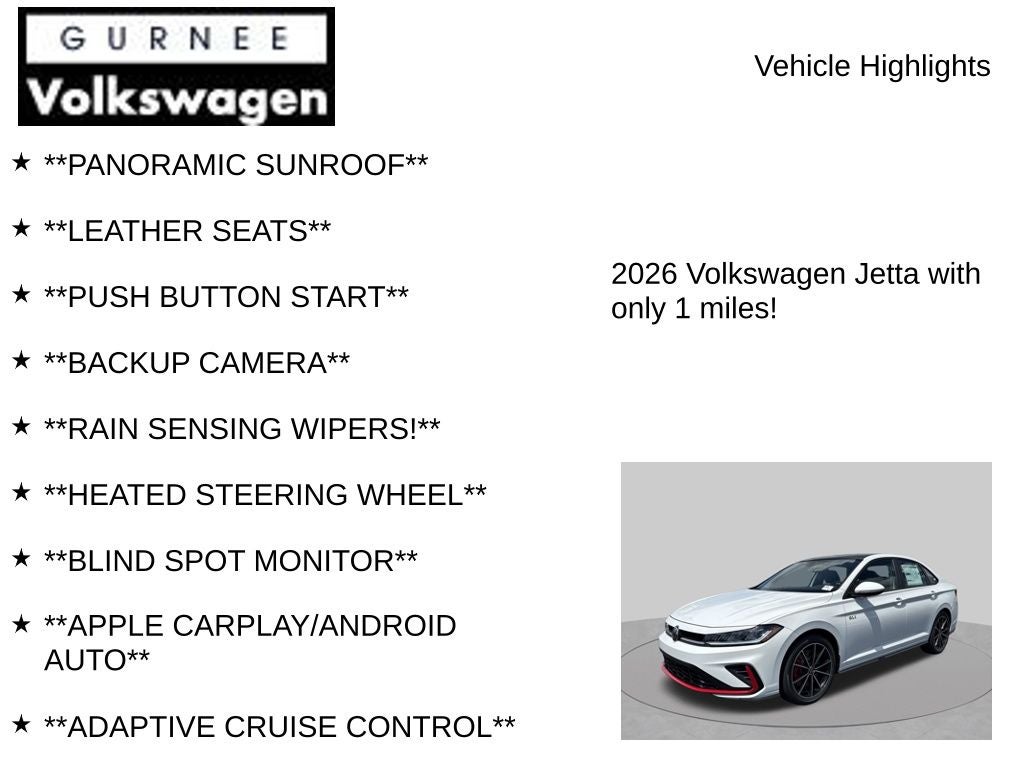 2026 Volkswagen Jetta GLI 2.0T Autobahn