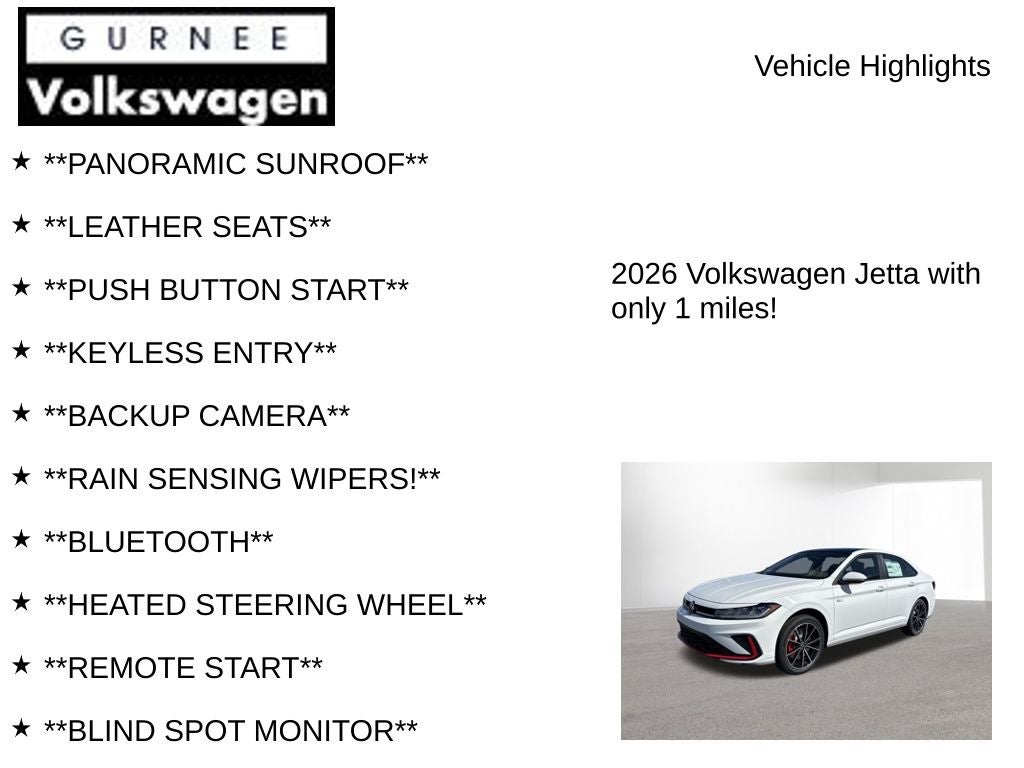 2026 Volkswagen Jetta GLI 2.0T Autobahn