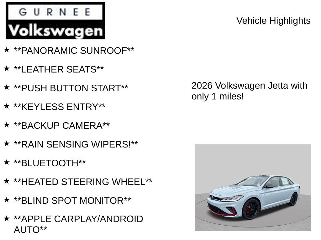 2026 Volkswagen Jetta GLI 2.0T Autobahn