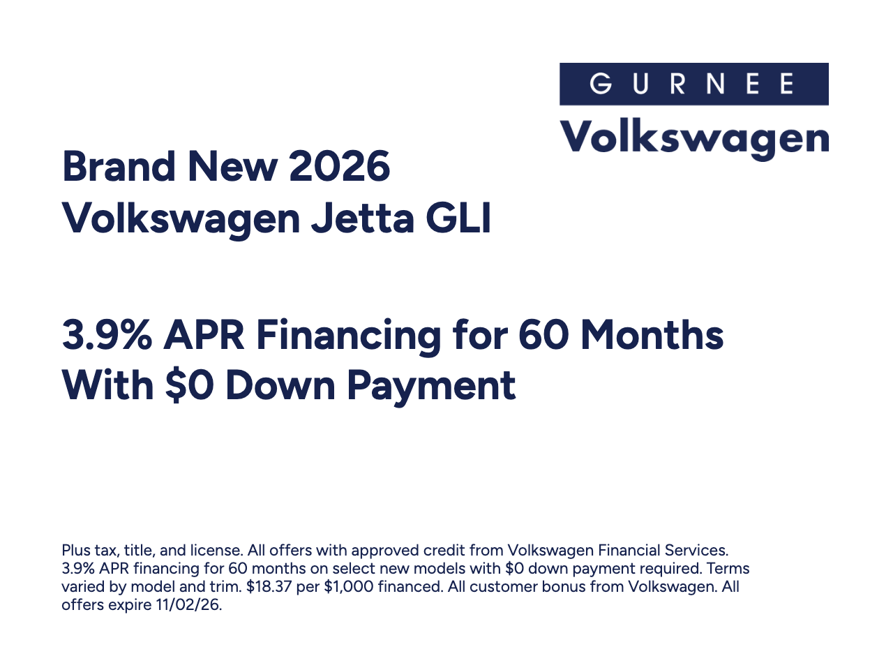 2026 Volkswagen Jetta GLI 2.0T Autobahn