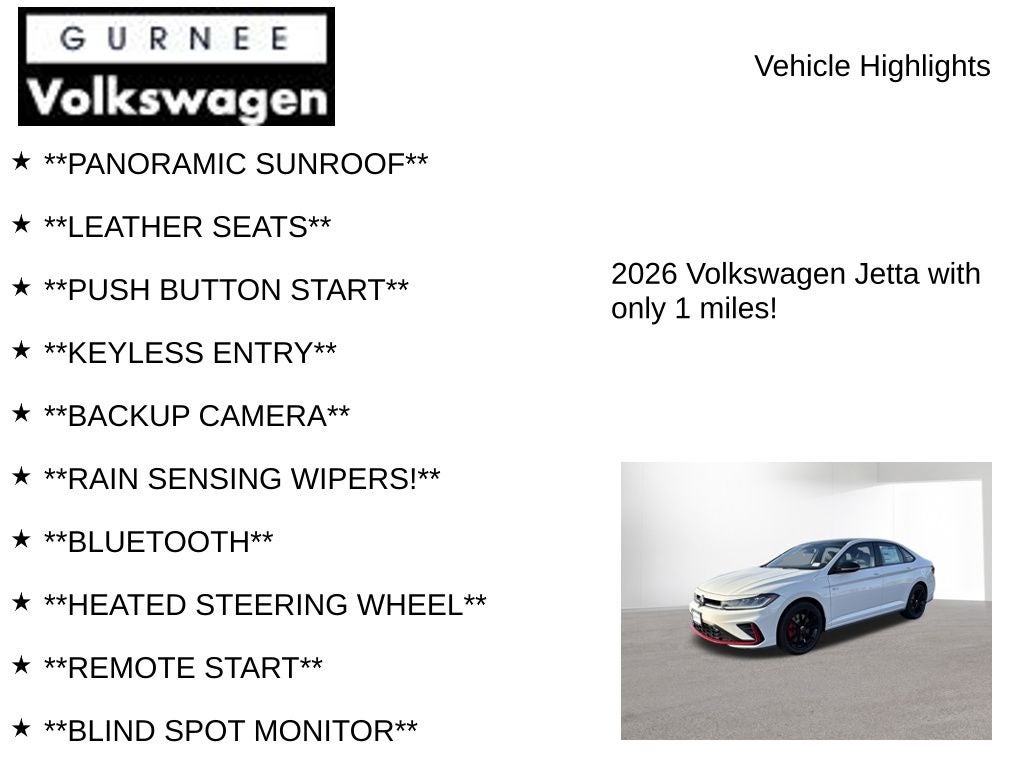 2026 Volkswagen Jetta GLI 2.0T Autobahn