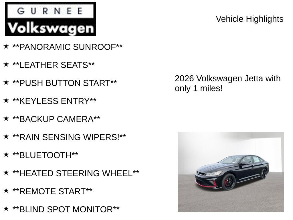 2026 Volkswagen Jetta GLI 2.0T Autobahn