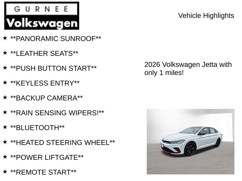 2026 Volkswagen Jetta GLI 2.0T Autobahn