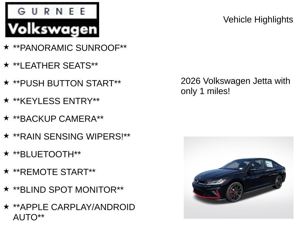 2026 Volkswagen Jetta GLI 2.0T Autobahn