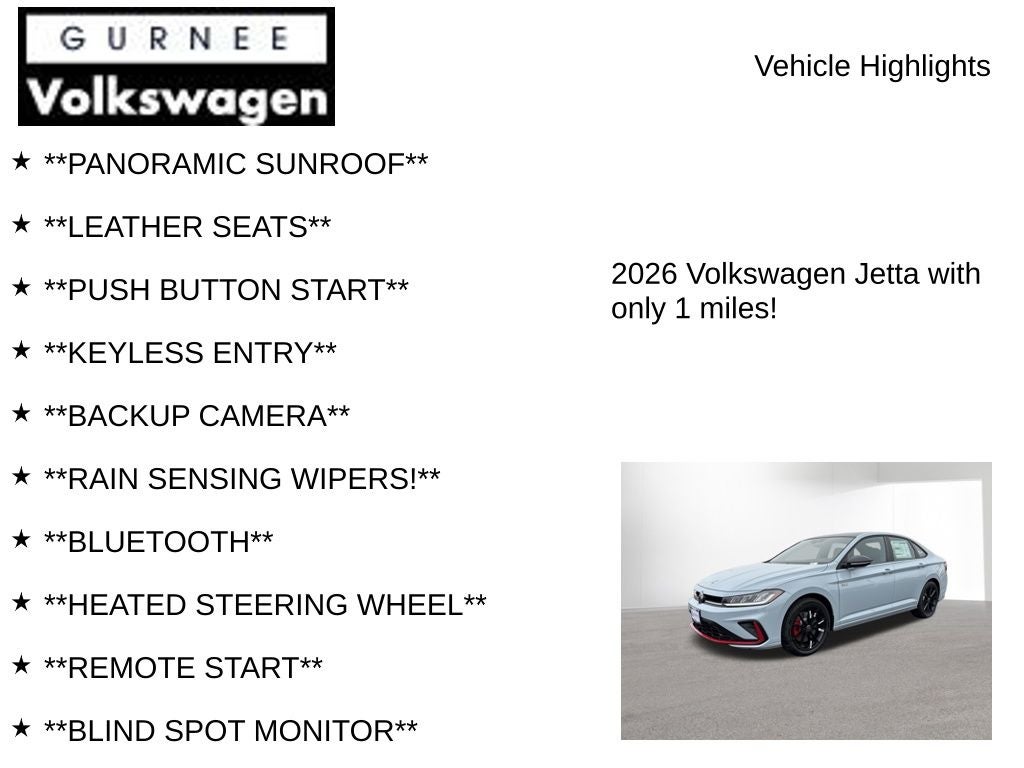 2026 Volkswagen Jetta GLI 2.0T Autobahn