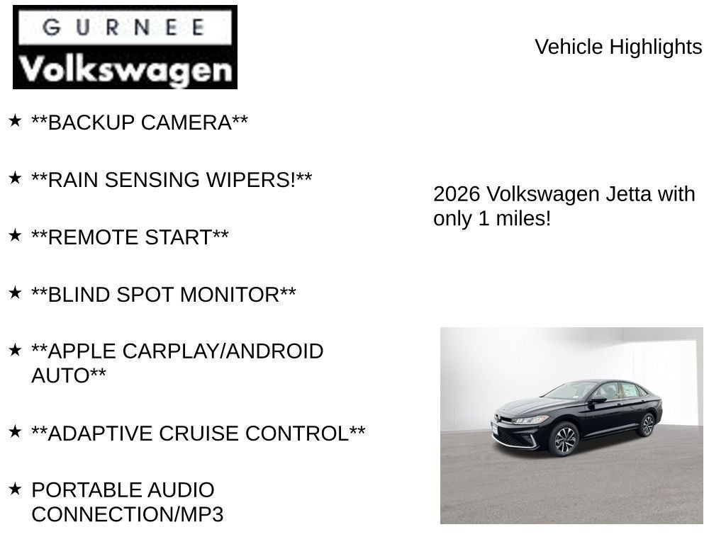 2026 Volkswagen Jetta 1.5T S