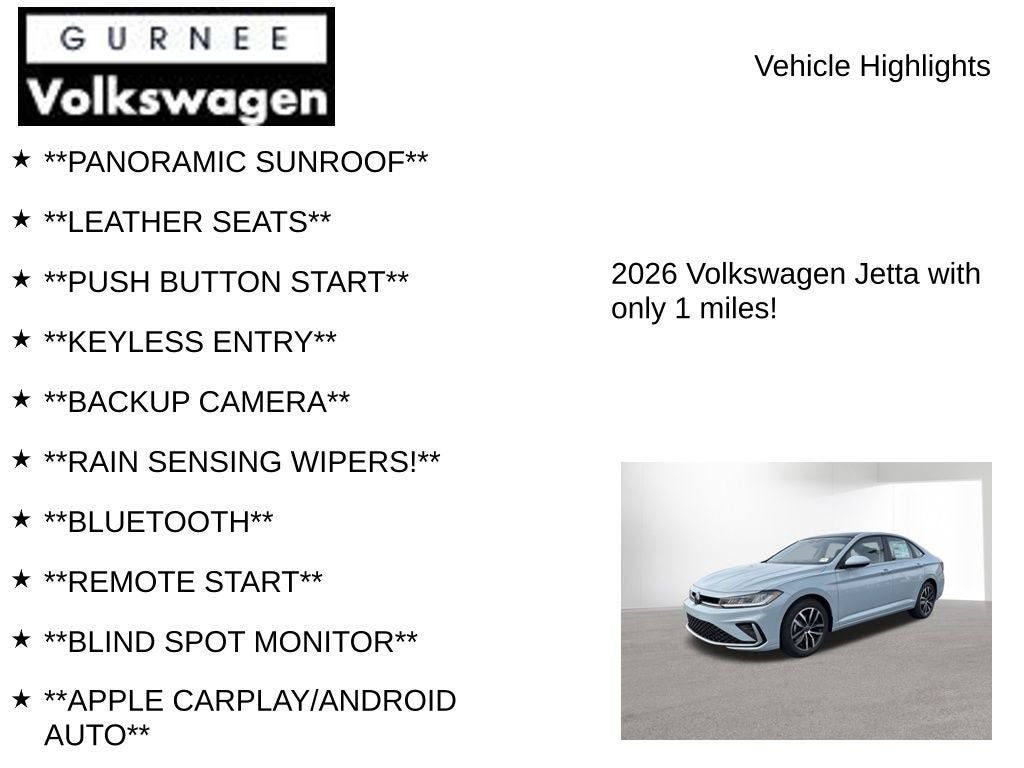 2026 Volkswagen Jetta 1.5T SE