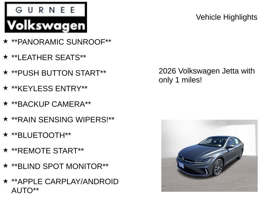 2026 Volkswagen Jetta 1.5T SE