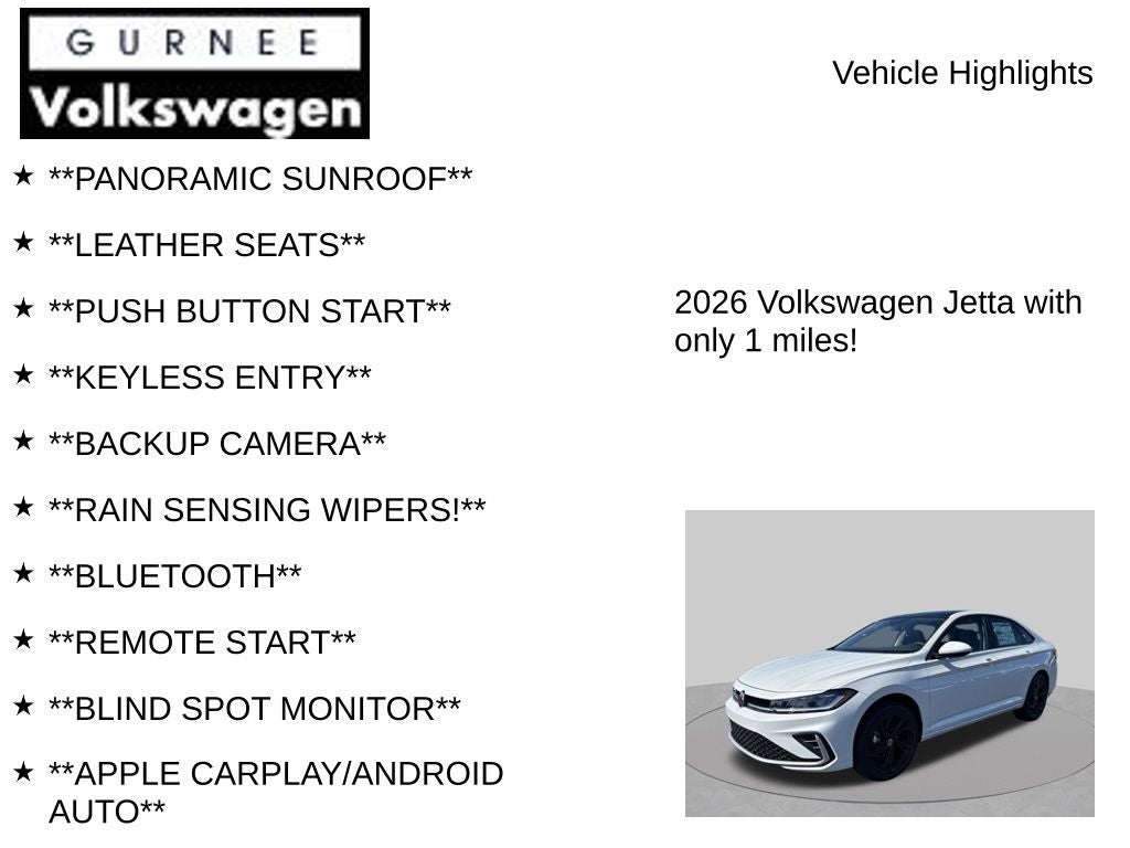 2026 Volkswagen Jetta 1.5T SE
