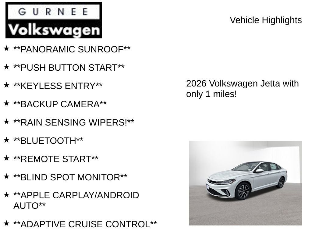 2026 Volkswagen Jetta 1.5T SE