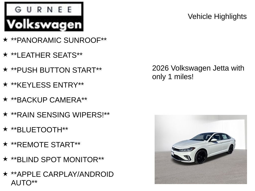 2026 Volkswagen Jetta 1.5T SE