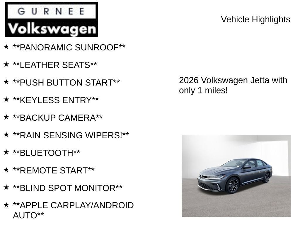 2026 Volkswagen Jetta 1.5T SE