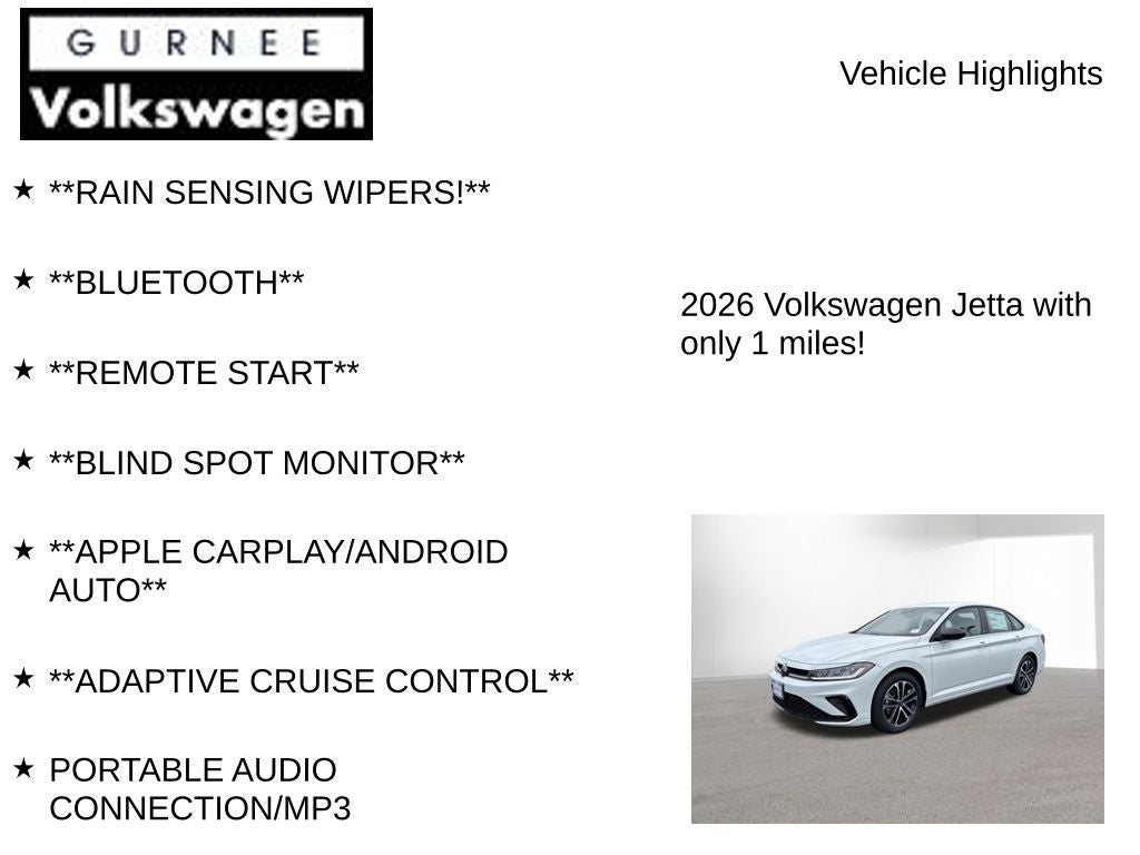 2026 Volkswagen Jetta 1.5T Sport