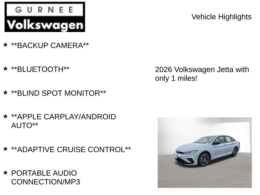 2026 Volkswagen Jetta 1.5T Sport