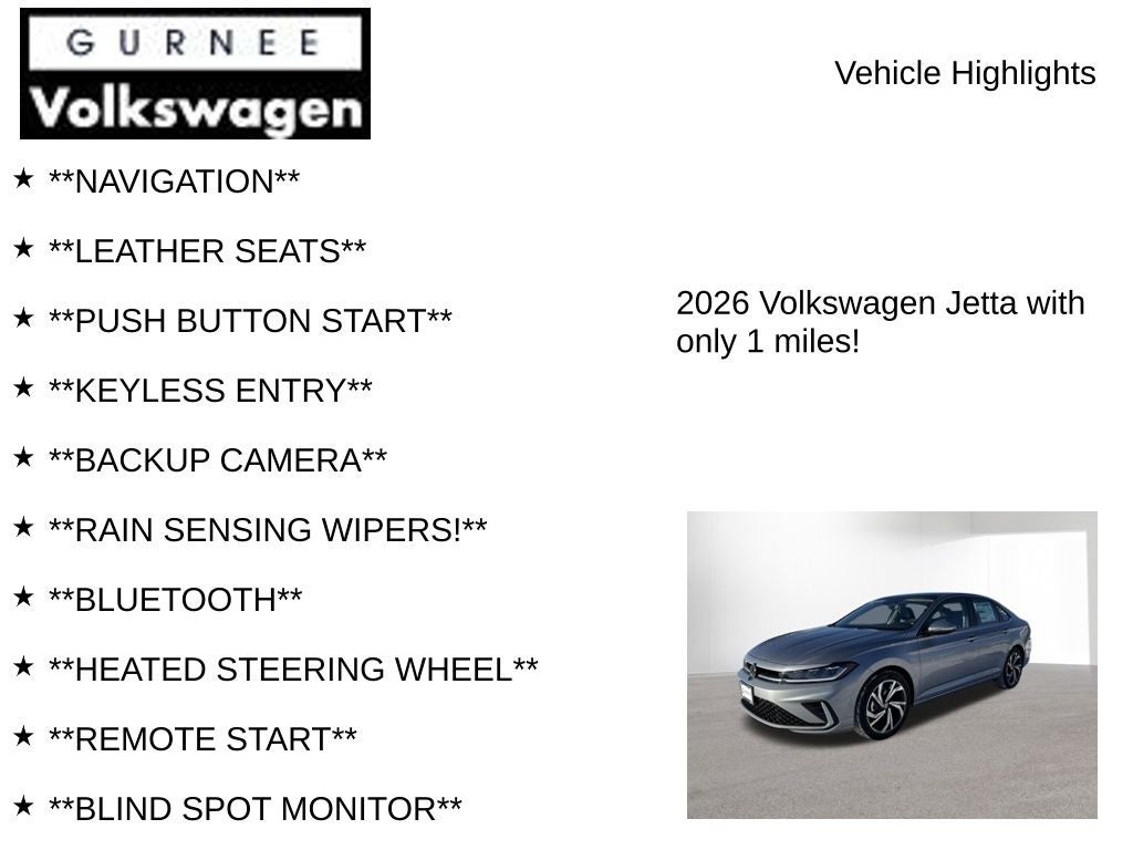 2026 Volkswagen Jetta 1.5T SEL
