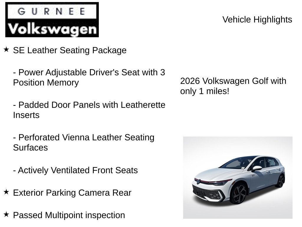 2026 Volkswagen Golf GTI 2.0T SE