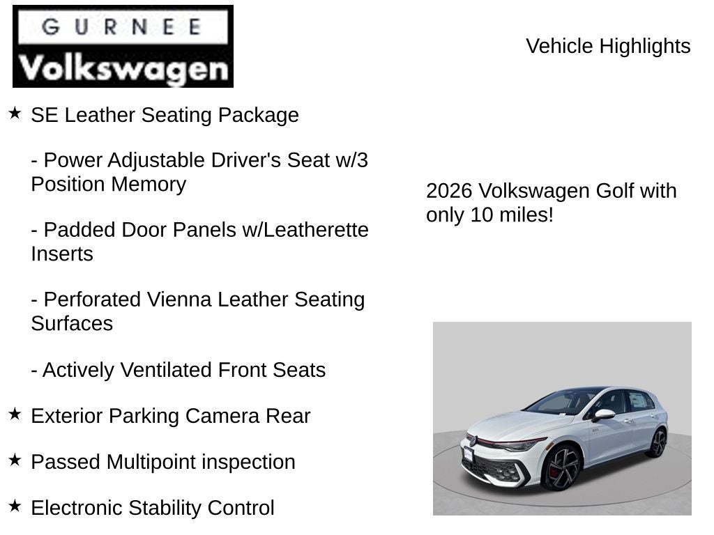 2026 Volkswagen Golf GTI 2.0T SE