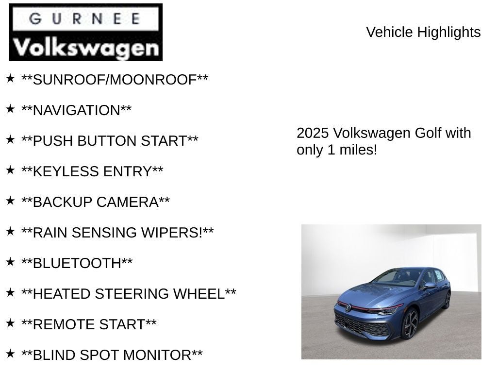 2025 Volkswagen Golf GTI 2.0T SE