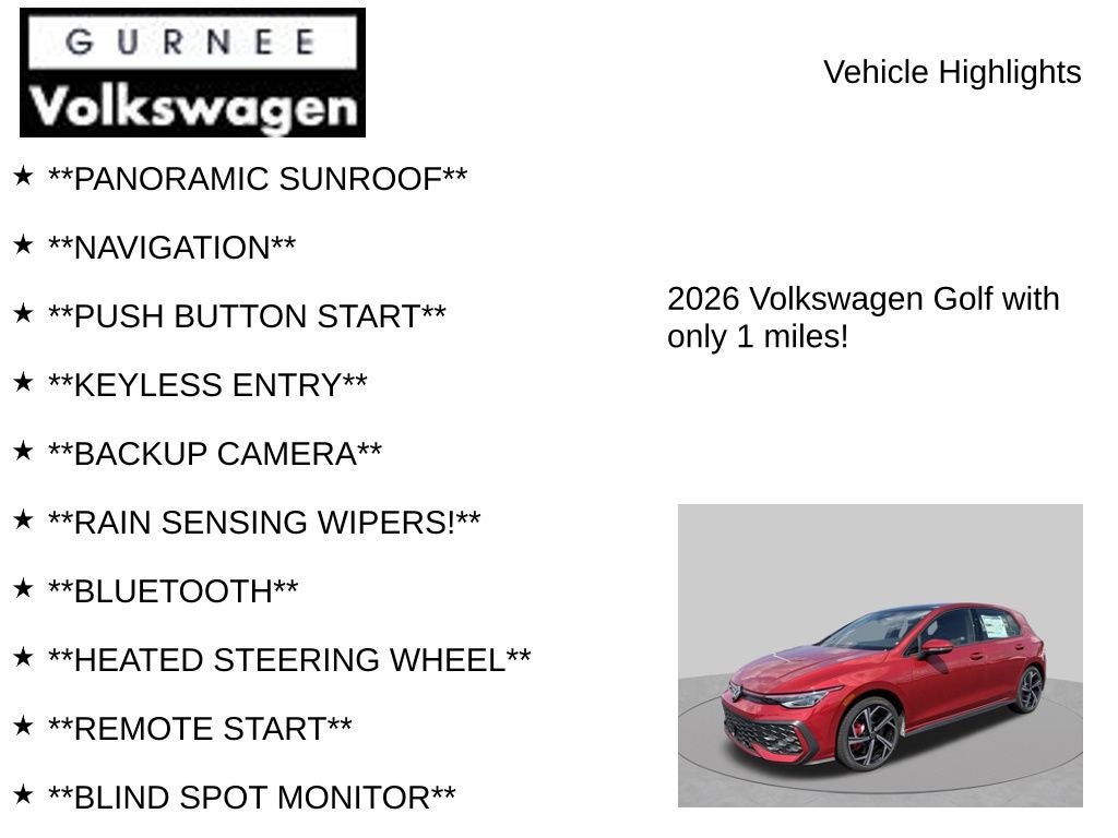 2026 Volkswagen Golf GTI 2.0T SE