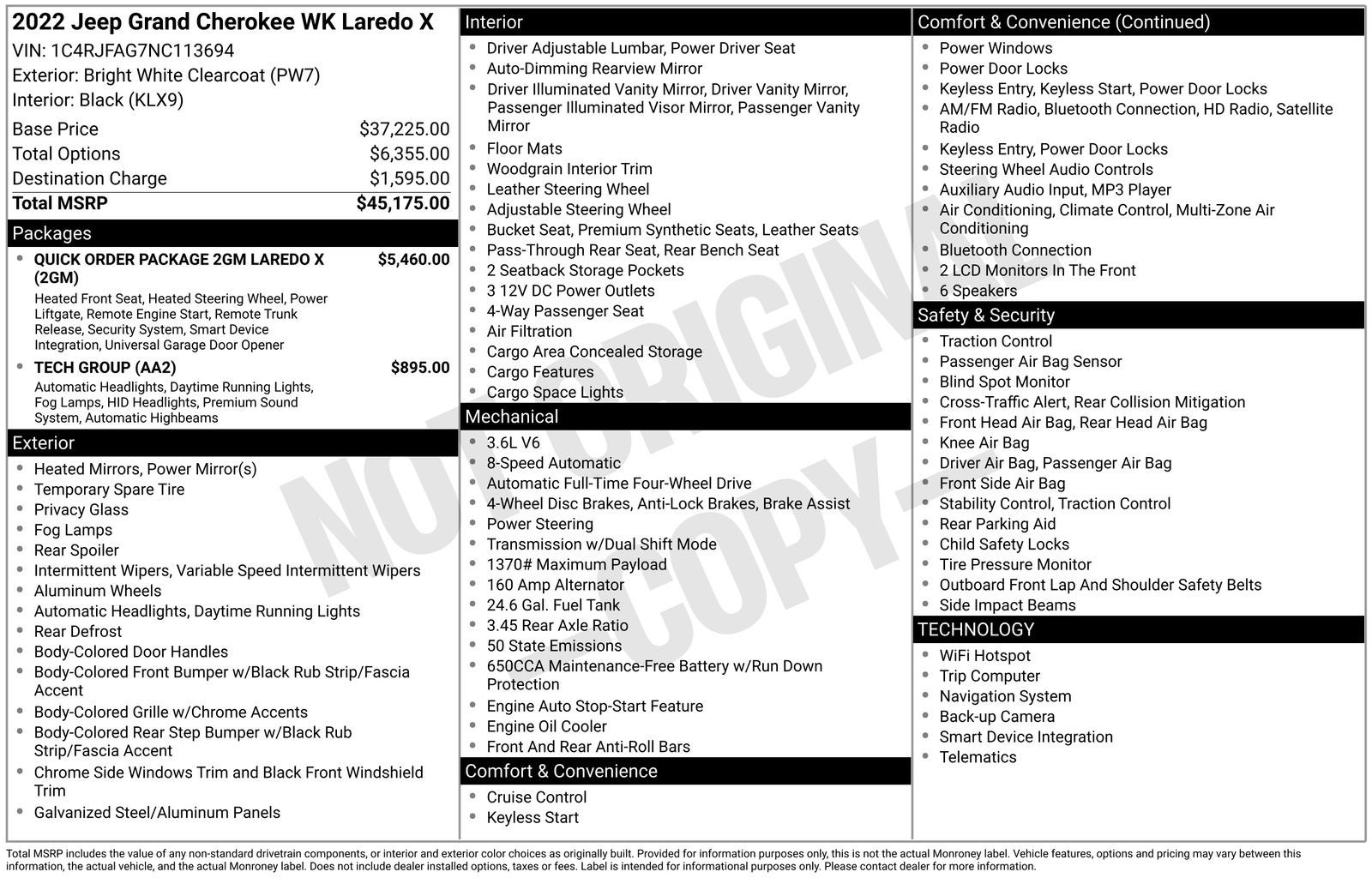 2022 Jeep Grand Cherokee WK Laredo X Preferred/Altitude Package