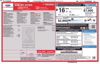 2019 Ford Mustang Shelby GT350 Electronics Package