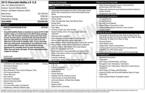 2013 Chevrolet Malibu LS 1LS