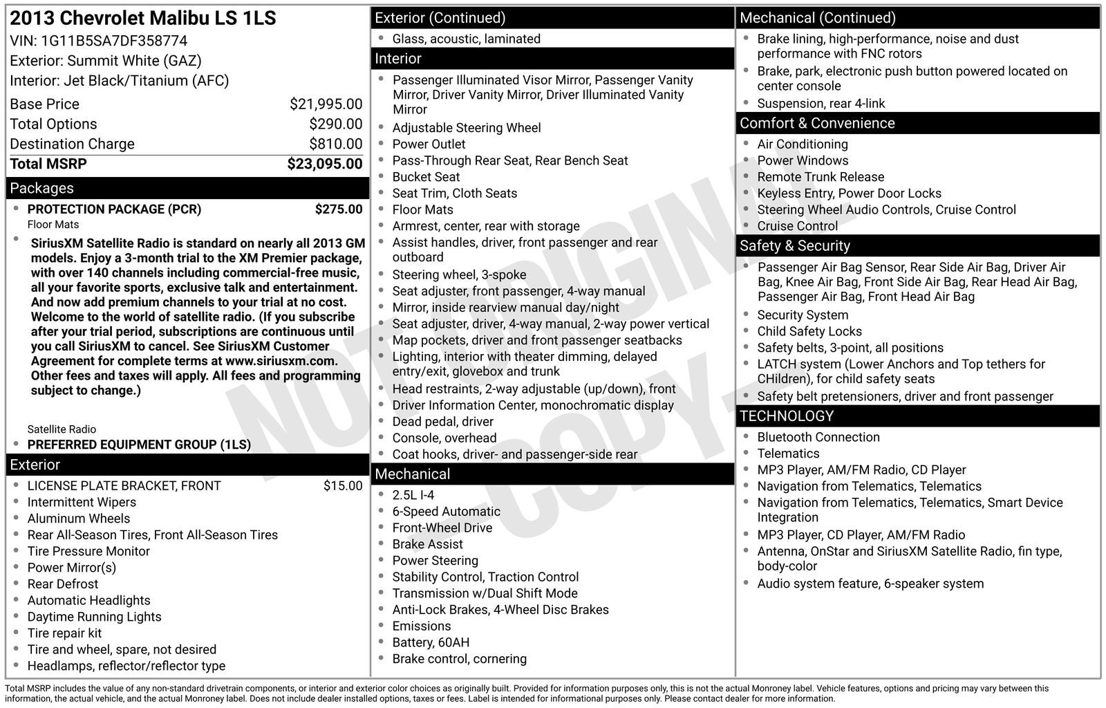 2013 Chevrolet Malibu LS 1LS