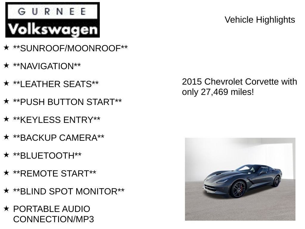 2015 Chevrolet Corvette Stingray Z51 1LT