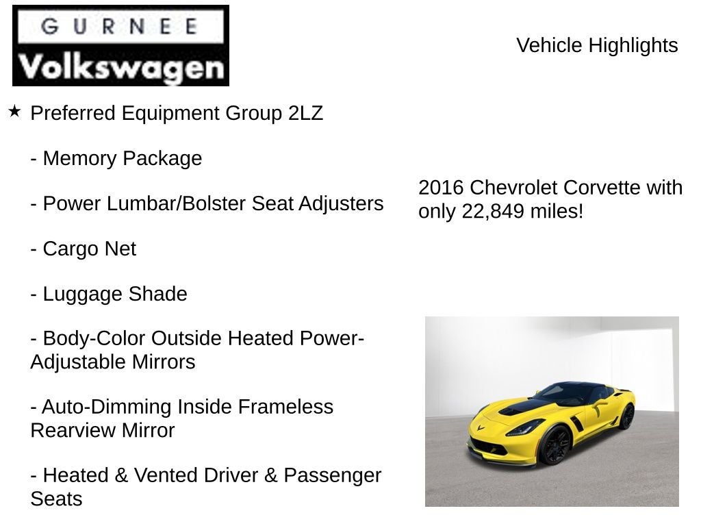 2016 Chevrolet Corvette Z06 2LZ