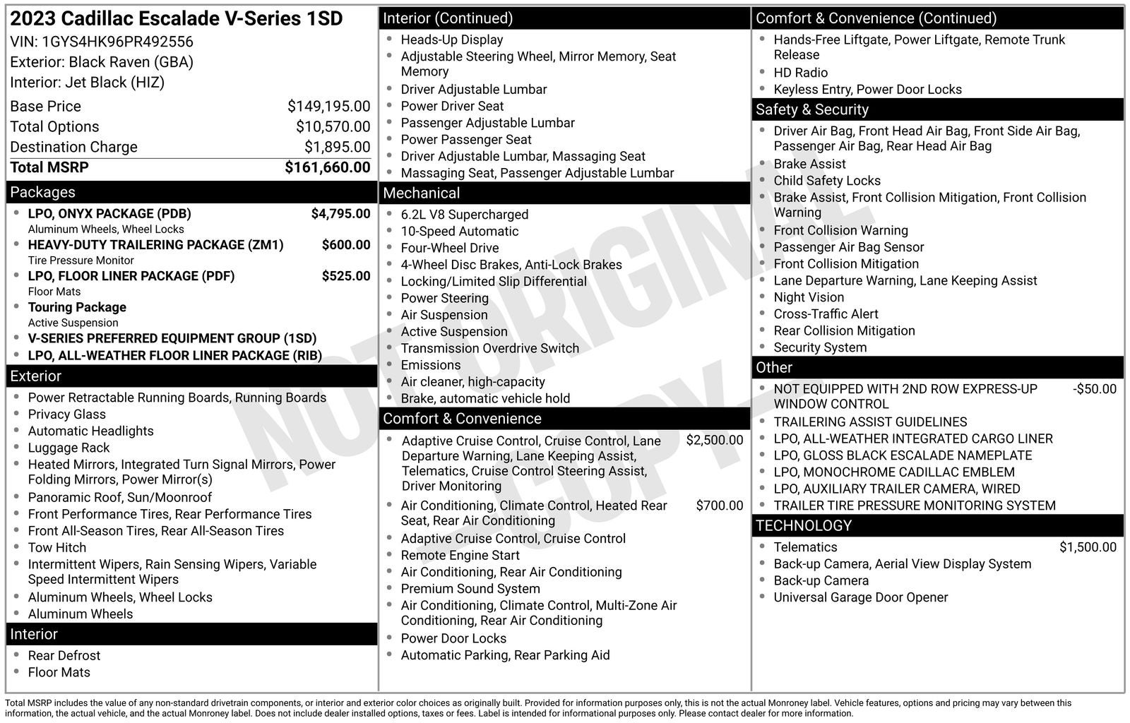 2023 Cadillac Escalade V-Series Onyx Package/Super Cruise