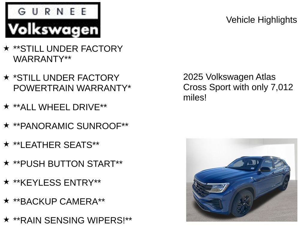 2025 Volkswagen Atlas Cross Sport 2.0T SEL R-Line Black