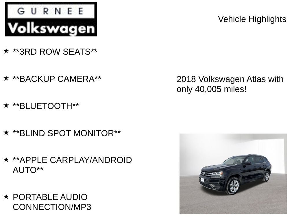 2018 Volkswagen Atlas S
